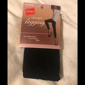 Hanes Opaque Footless Black Leggings